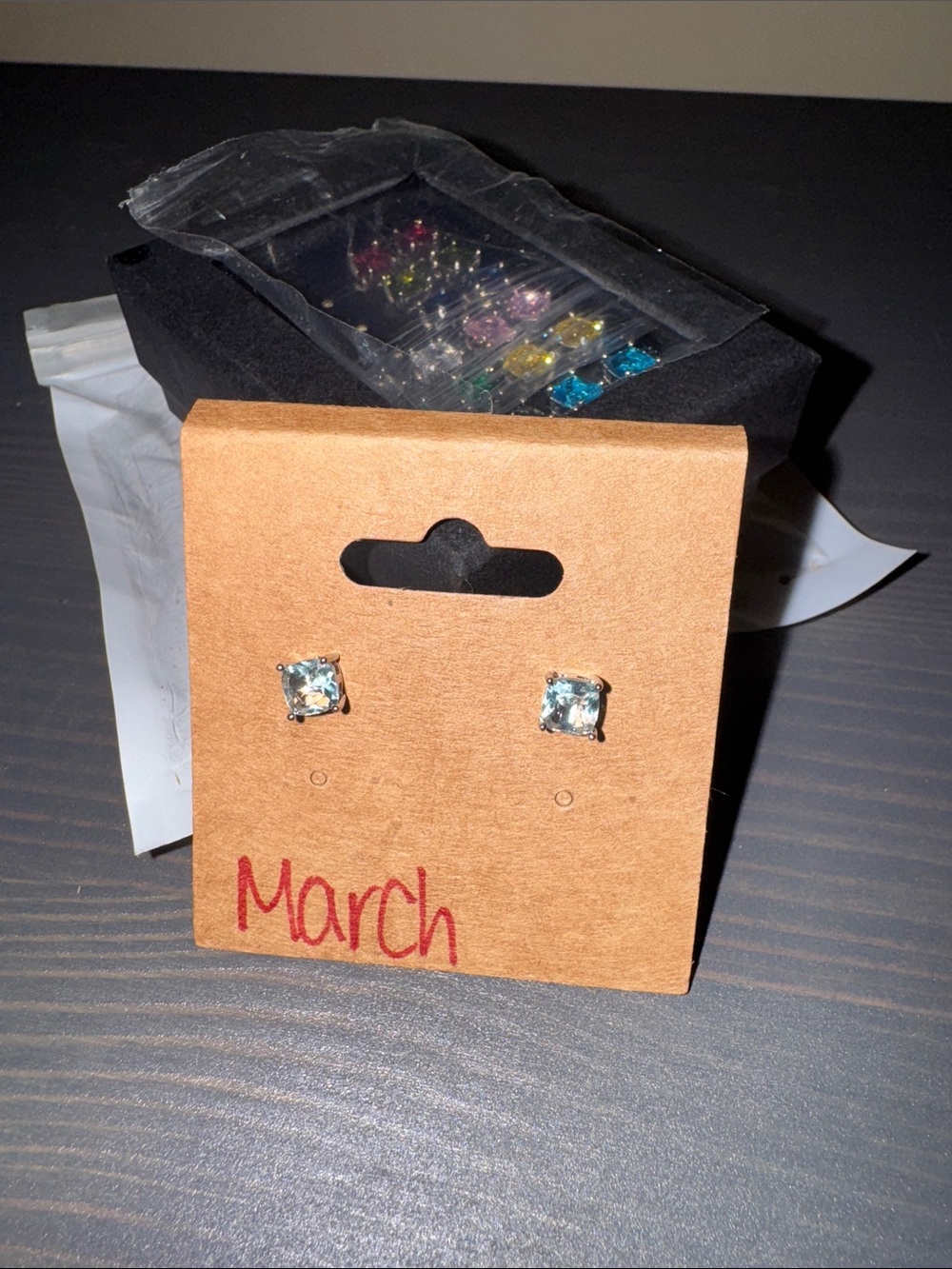March - Ivy Sharpe Silver Plated‎ Birthstone Cubic Zirconia Stud Earrings NEW